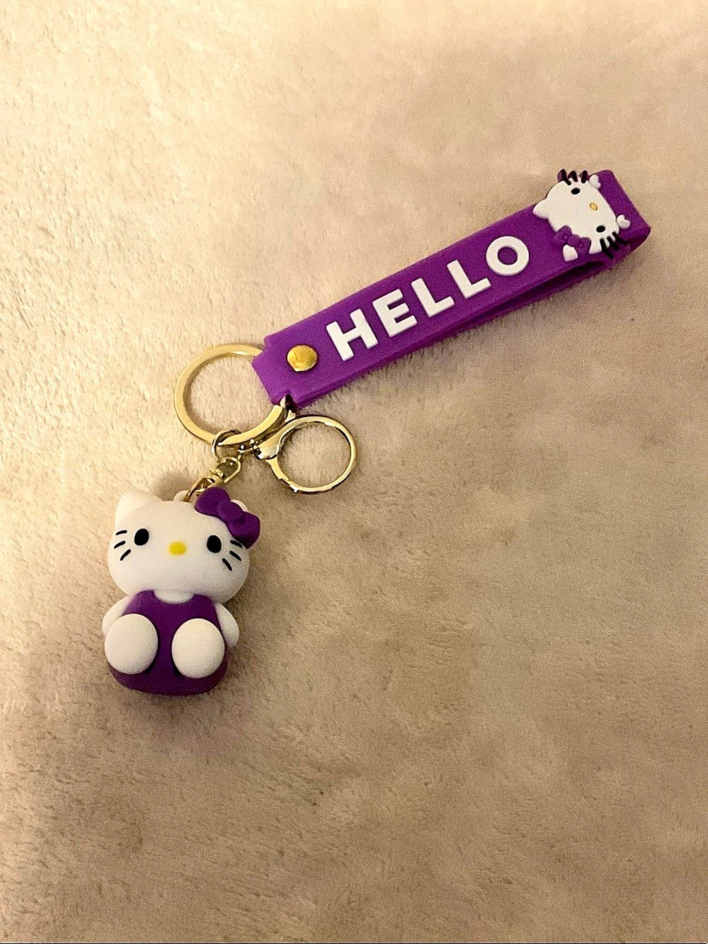 Sanrio Hello Kitty Silicone Strap and Figural Keychain Purple & White